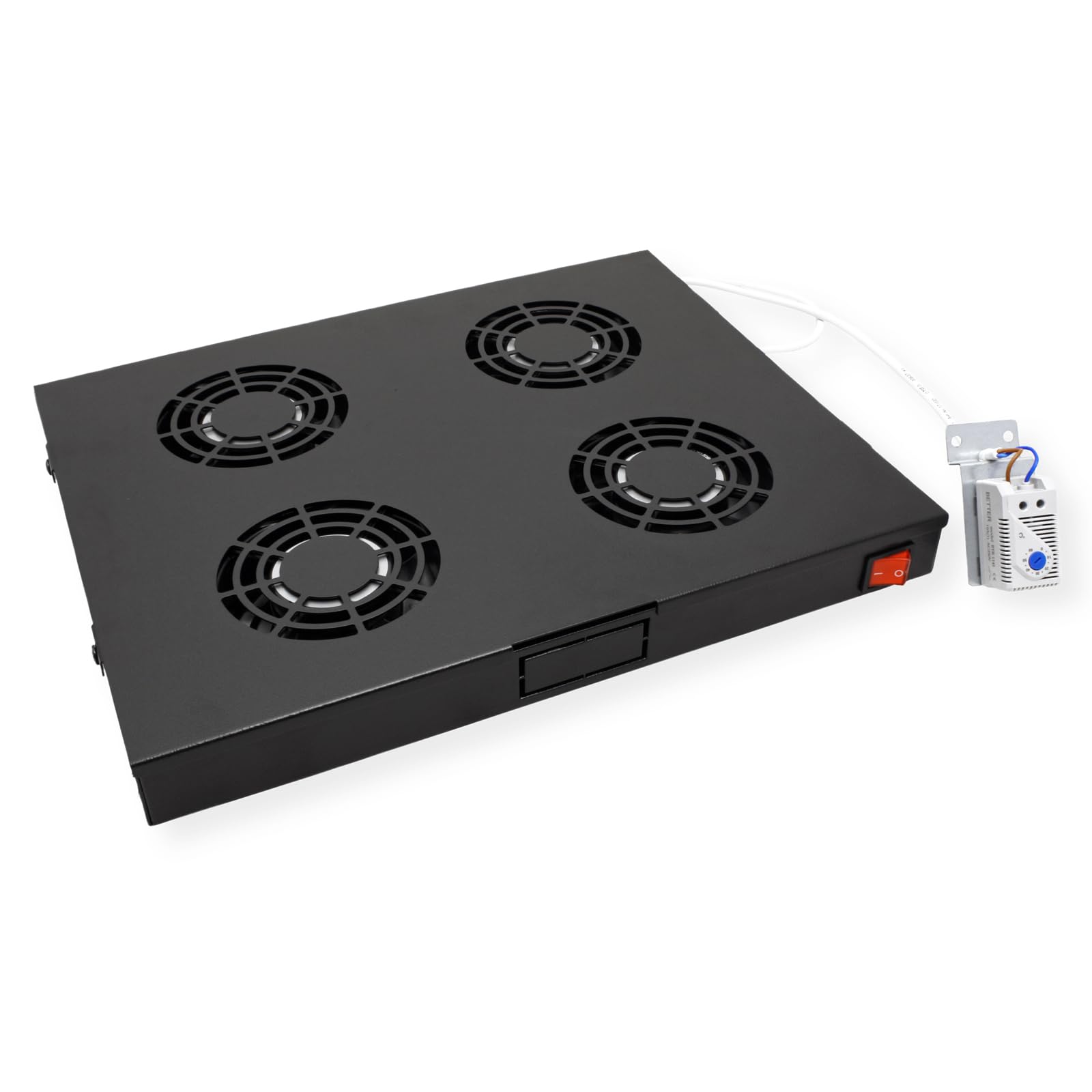 ROLINE Unité de Ventilation 19 Pouces 4 Ventilateurs, Thermostat Noir