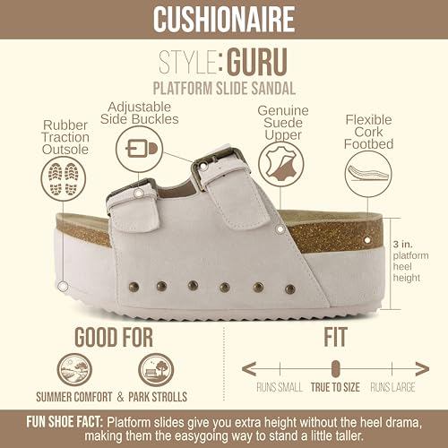 Image of CUSHIONAIRE Guru Platform Sandals Women Footwear - Comfortable Genuine Leather Footbed Studded Chunky Slide Summer Sandals for Women