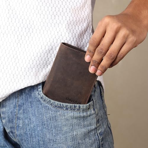 TANSTITCH Men Leather Slim Wallet - Brown, RFID Protected - Image 7