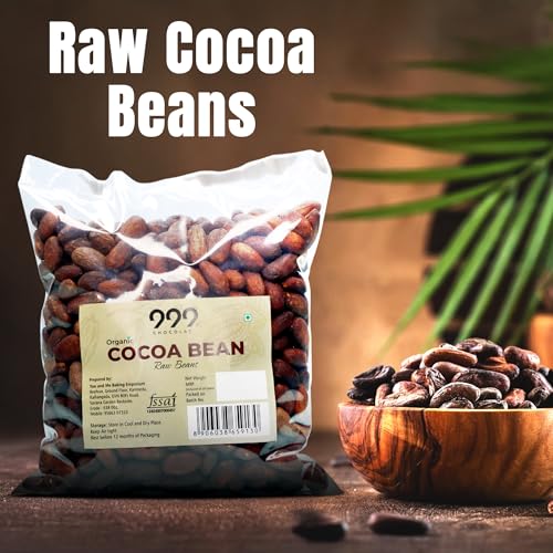Image of 999 Chocolat Organic Raw Cocoa Beans - Sun-Dried & Fermented | 100% Pure Cacao Seeds from Western Ghats | Hand-Sorted | Unsweetened | No Preservatives | Superfood for Chocolate Making - 500g