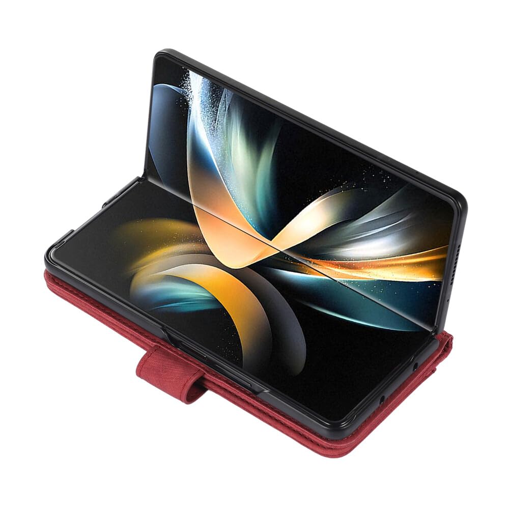 Generic etui kompatybilne z Samsung Galaxy Z Fold 8 Ultra (kolor: niebieski) skórzany portfel na karty z klapką uchwyt na długopis retro etui na tył