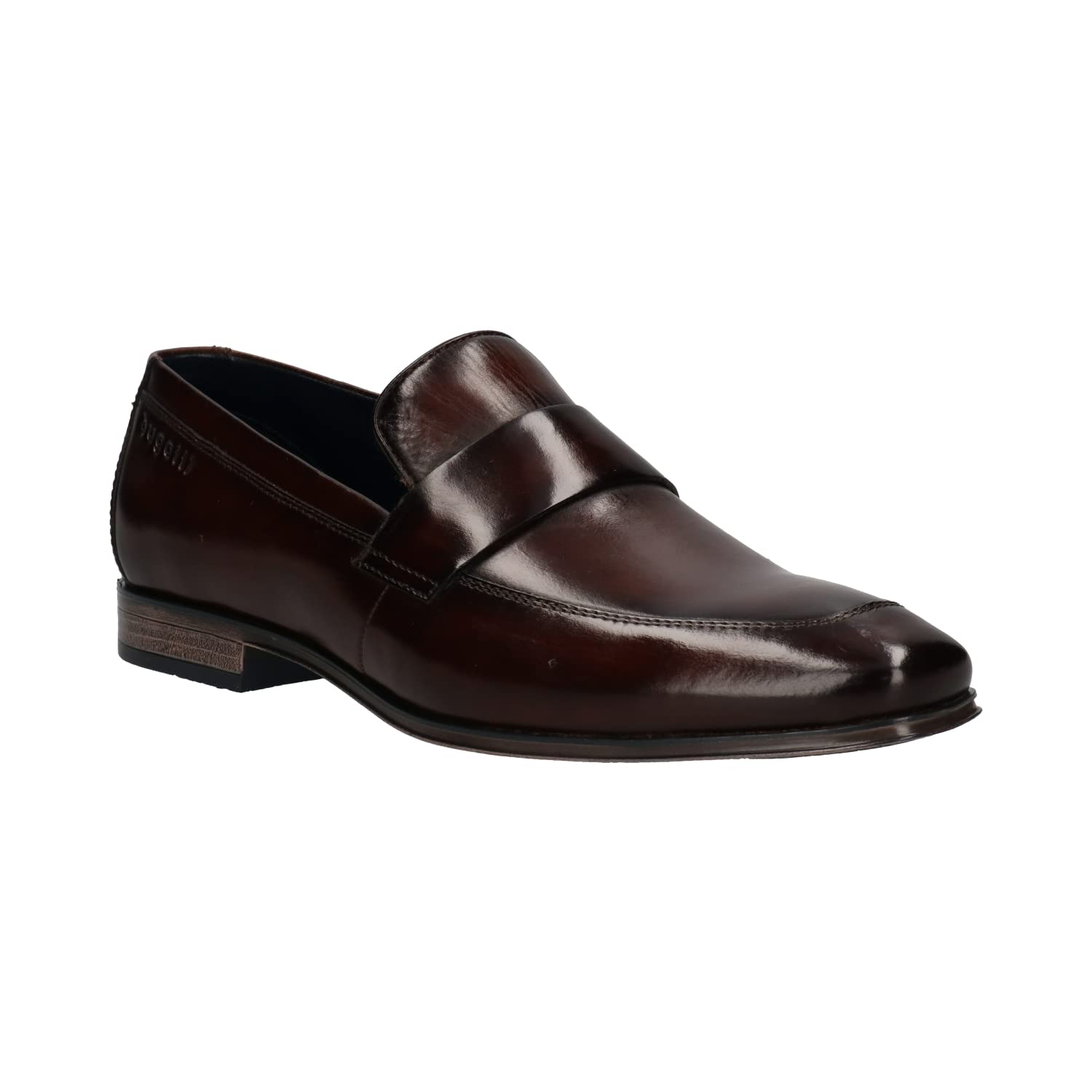 BugattiMorino Brown Leather Mens Penny Loafers