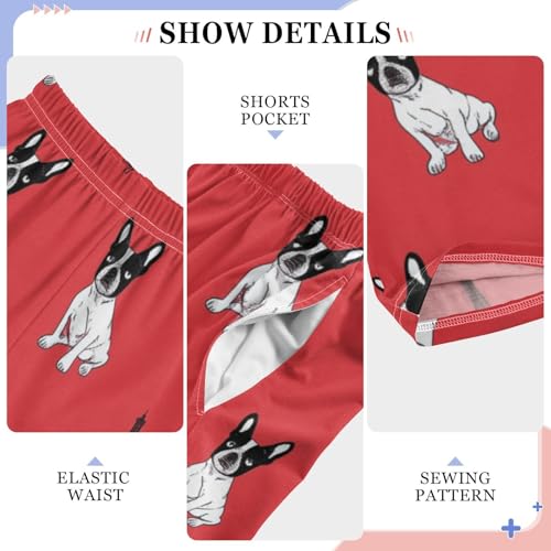 ZZXXB French Bulldog Eiffel Tower Boys Long Pants Soft Trousers Elastic Waist Kids Lounge Bottoms with Pockets S-XL4