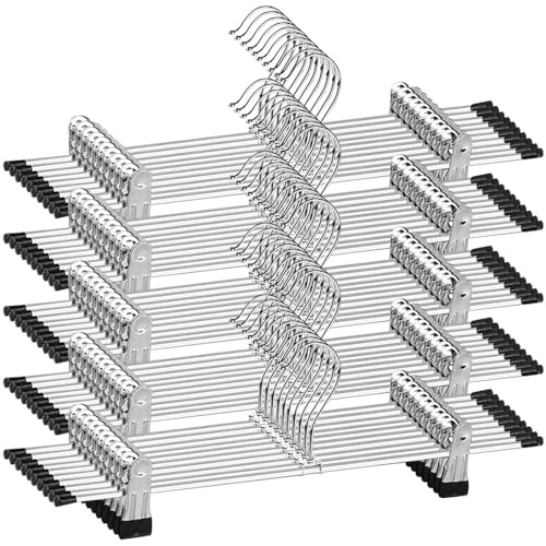 Kit 50 Cabide com Presilha, Cabides com 360° Clipe Ajustáveis com Ganchos Giratórios para Saia e Calça