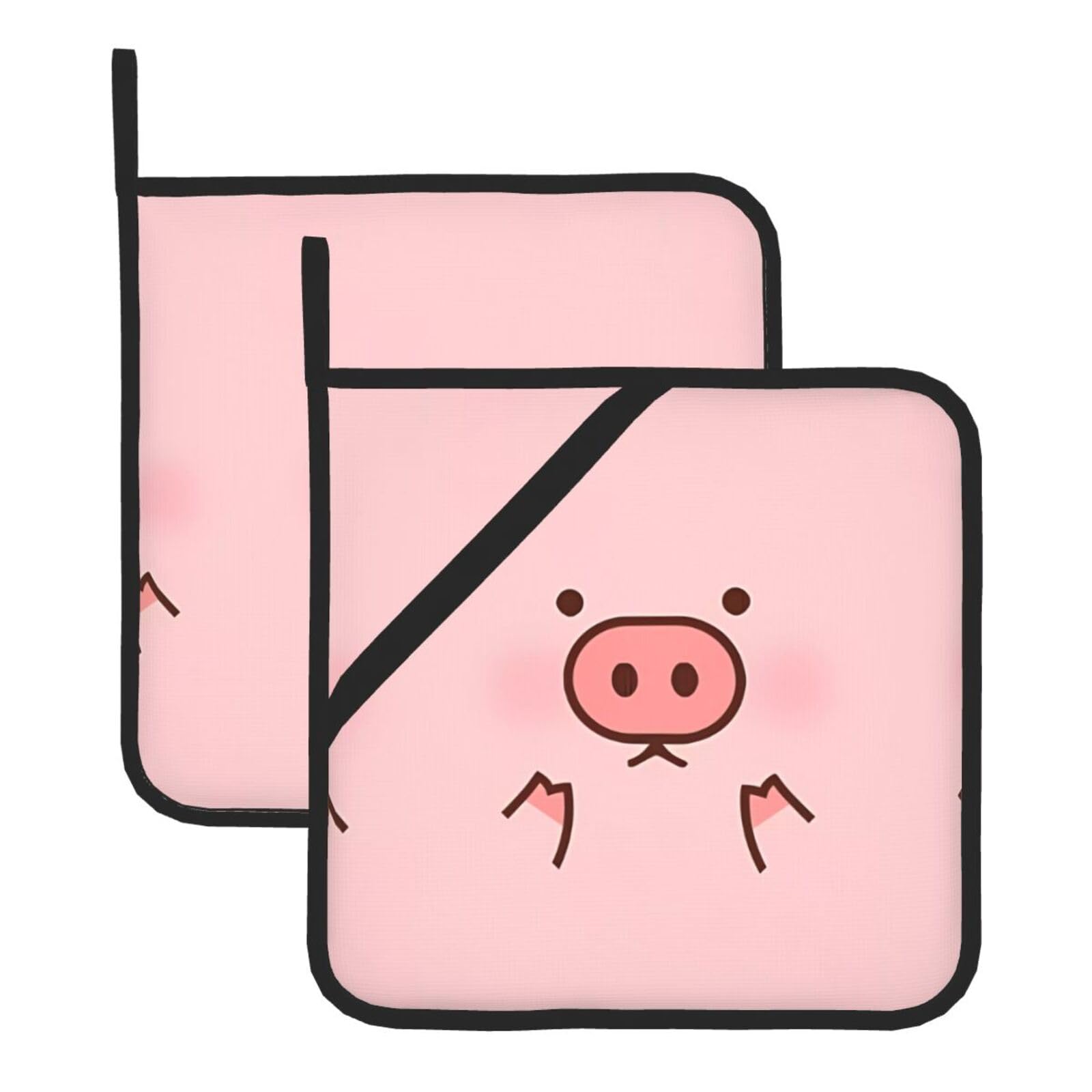 HJFCZH Cute Pig Prints Square Hot Pads for Kitchen Counter - Waterproof Pot Holders, Durable Heat Resistant Throw Layers for Serving, Oven & BBQ - 2 Pack