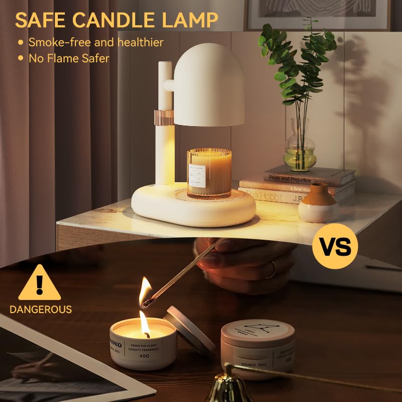 Shering Candle Warmer Lamp with Timer Dimmable, Birthday Gifts for Women Mom, Adjustable Height Candle Warmer Light with Gift Box, Home Decor, Wax Warmer Lamp with 2 Bulbs