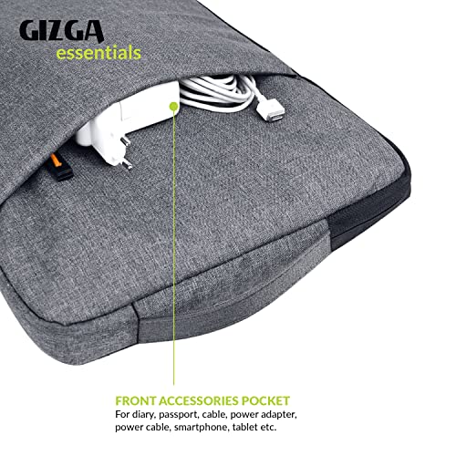 Gizga Essentials Laptop Bag Sleeve Case Cover Pouch for 15.6 Inch Laptop for Men & Women, Padded Laptop Compartment, Free Accessories Pouch, Premium Zipper Closure, Water Repellent Nylon Fabric, Grey - Image 3