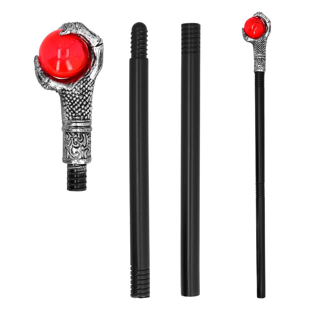 BolandVampire Scepter – 78 cm Multi-Coloured Solid Rod with Silver Claws and Red Ball – Perfect Accessory for Halloween and Costume Parties