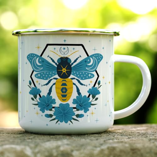 Taza de Camping Enamel Celestial Bee 12 oz miniatura 2