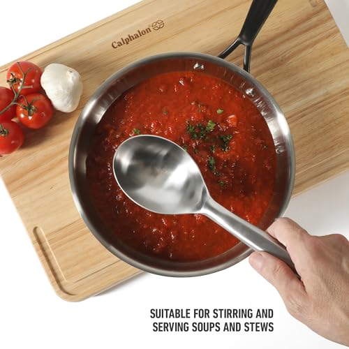 Image of Calphalon Prime Kitchen Spoon, Stainless Steel Cooking Spoon, Heavy-Gauge Heat-Resistant Kitchen Utensil for Stirring & Serving, Weighted Handle for Balance & Control