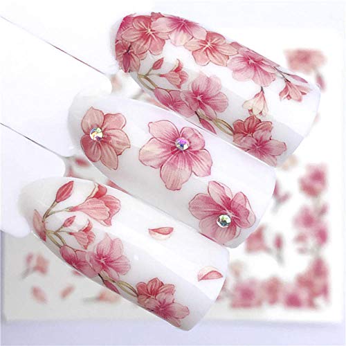 Nagelsticker 1 Blatt Rosa Blume Wasser Transfer Slider Für Maniküre Nagel Kunst Dekoration Nagel Aufkleber-Yzw-3098 – Bild 4