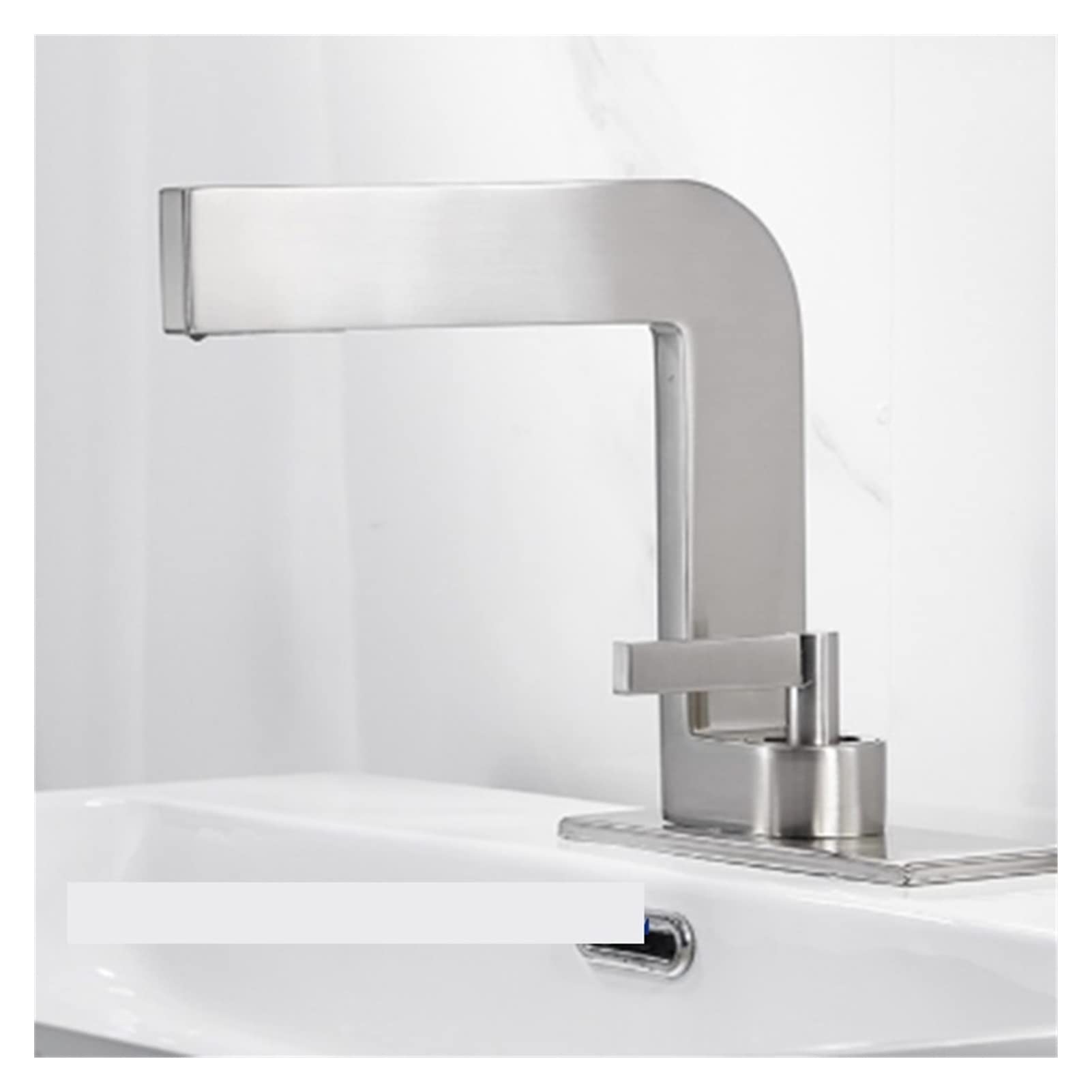 Mooilko Brushed Nickel Matte Black Brass Material Bathroom Vanity Faucet Seven-Shaped Faucet Gentle Waterfall Outlet Hot And Cold Mixer Taps Easy To Install(Brushed Nickel)