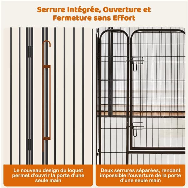 Yaheetech Parc pour Chiens Enclos pour Chiot en 8 Panneaux Cage Chenils Chien de 80 cm de Haut avec Serrure intégrée Fils métalliques renforcés de 8 mm