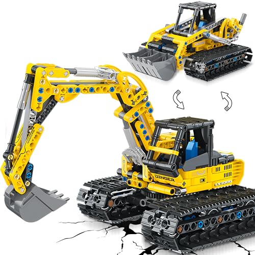 Charmofun 2 in 1 Techink Bagger Bulldozer Bauspielzeugsets, 399...