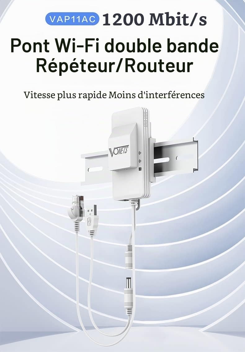 VONETS Double Bande 2,4GHz/5GHz WiFi Bridge Routeur Répéteur sans Fil Ethernet/Couverture de Signal Hotspot, pour caméra de Surveillance DVR VAP11AC avec Ventilateur de Refroidissement Intelligent