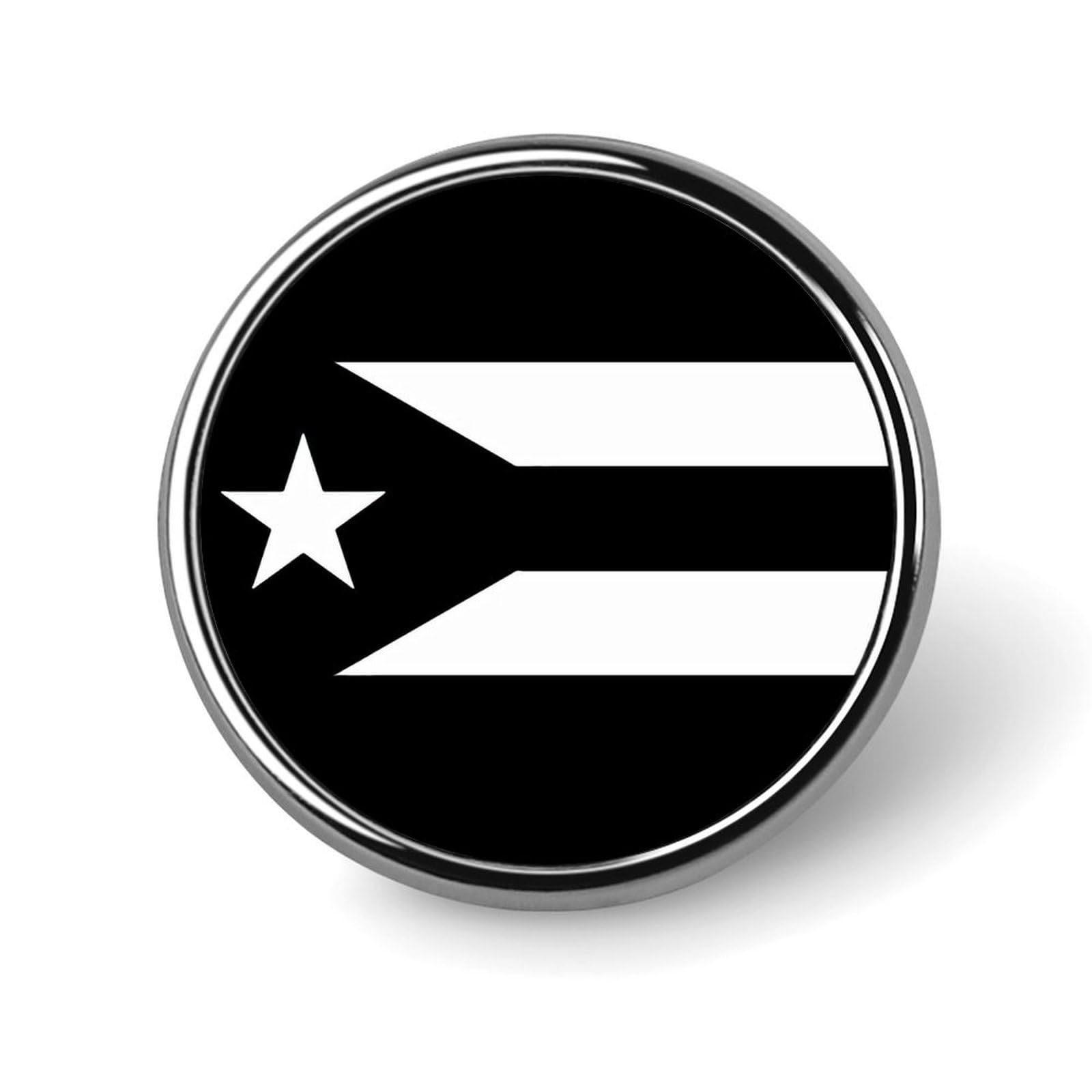 Black And White Puerto Rican Puerto Rican Buttons Badges Pins for Women Men,Interesting Patriotic Flags Pattern Theme Round Button Brooch for Party Decoration