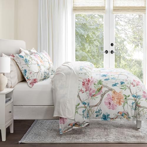 Image of HiEnd Accents Rowan Washed Linen 3 Piece Queen Floral Comforter Set