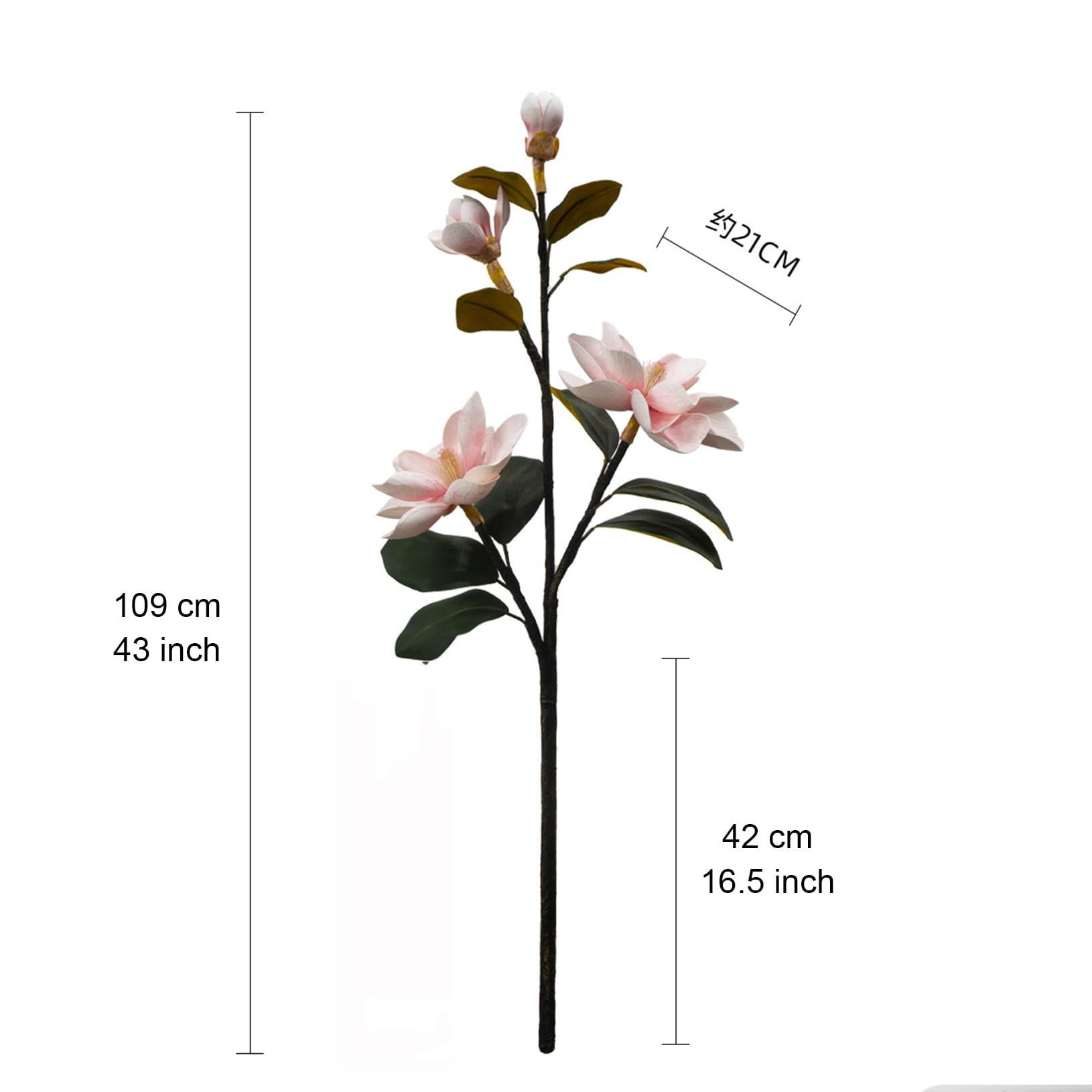 109 Cm/43'' Longue Fleurs Artificielles Géantes pour Décoration De Grandes Fleurs Artificielles en PU pour Grandes Vase Mariage, Fête Anniversaire, Salon,intérieur Pink a,One Size