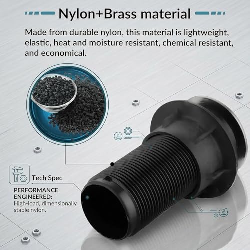 Image of BASSINO 6 Inch Basin Waste Coupling Nylon Thread Body with Brass Jali Head /Heavy Duty Bathroom Sink Drain /Anti Clog Waste Coupling with Durable Build /Universal Fit Drain for Washbasin(Silver)