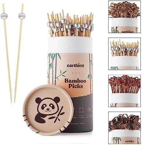 Cocktail Picks 100-Pack | Biodegradable Bamboo Skewers For Appetizers, Drinks, Fruit Kabobs – 6-Inch & 4-Inch Sizes