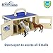 Breyer Horses Farms Wooden Stable Playset with 6 Horses | 6 Piece | 6 Stablemates Horses Included | 6” H x 9” L x 2.5” D | 1:32 Scale | Model #59217, Multi