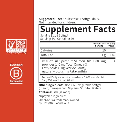 Image of Garden of Life Dr. Formulated Salmon Oil Soft Gels, Full Spectrum, 60ct | Full Spectrum Omega-3 Fish Oil with EPA, DHA, DPA - Heart Health Dietary Supplement