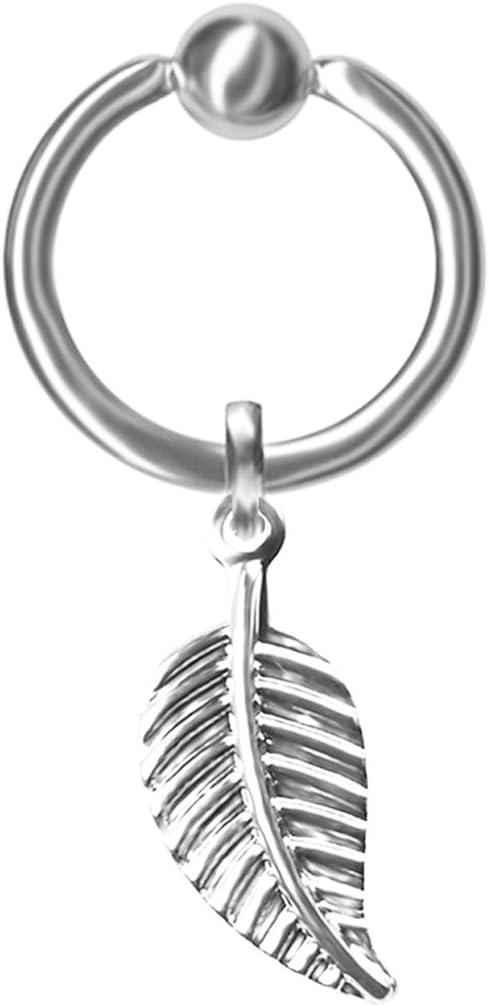Dangle Leaf Captive Bead Ring-18g-5/8 inch-16mm-Ear Piercing Hoop Body Jewelry