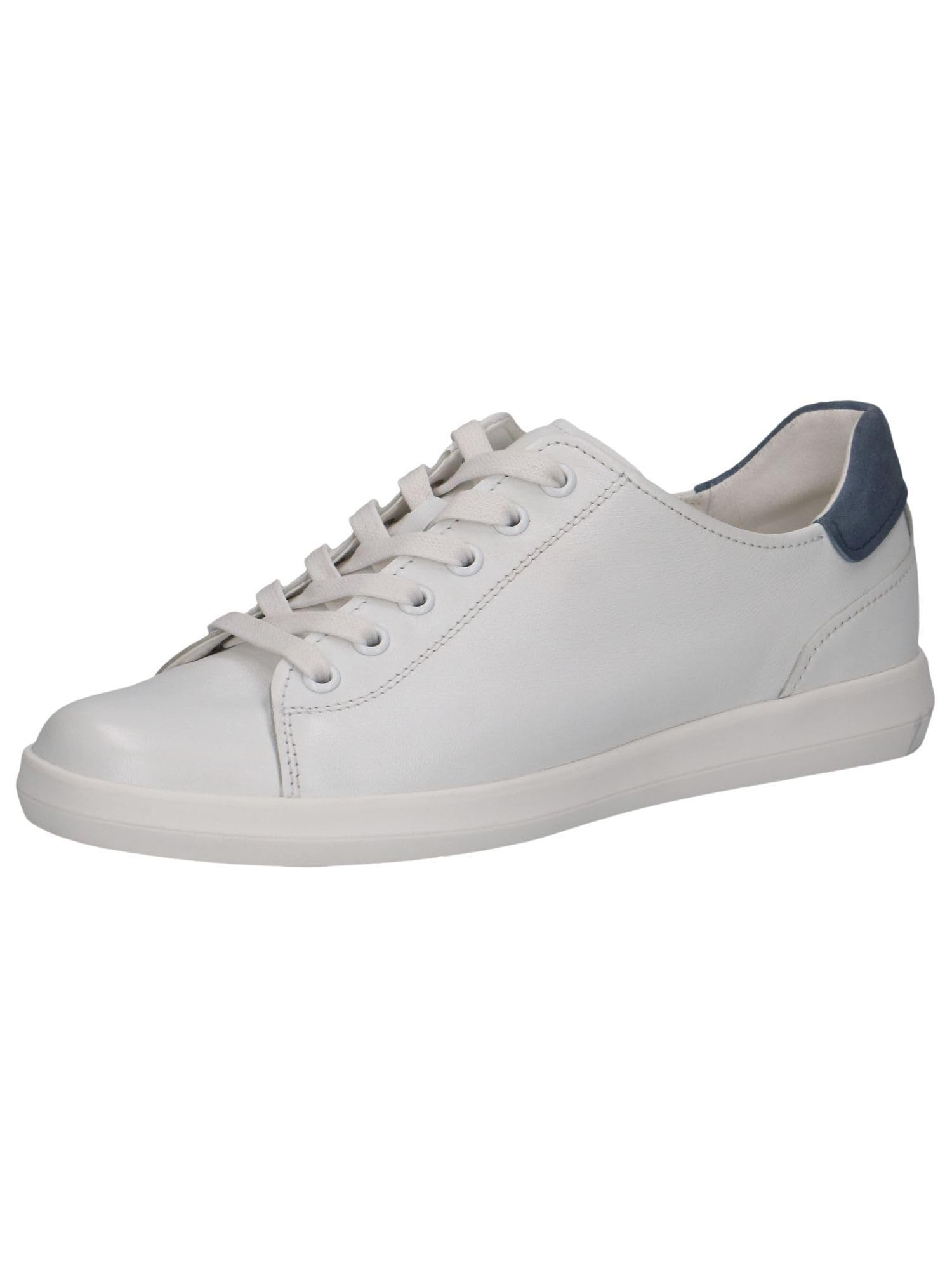 CAPRICE Women's Flat Leather Sneakers Low Top, Blue (White/Lt.Blue), 6.5 UK