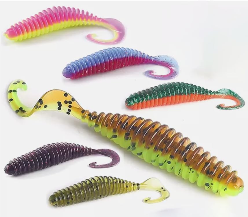 Vermi Pesca Esche Da Pesca Hot Grubs – Forma Twister Tails, Colore Limeade, Per Bass, Crappie, Walleye Esche Bass Crappie Walleye - Foto 2