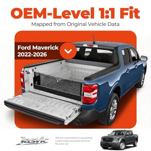 Image of 3-Layer Cargo Net for Ford Maverick 2022-2026, Zoned Storage Truck Bed Net | with Integrated Zippered Storage Bag, Heavy-Duty Cargo Organizer Netting for Camping, Trips & Everyday Use