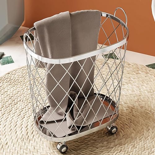 Panier à linge en maille métallique sur roulettes grand format - 7