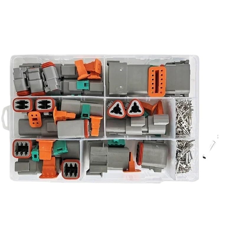 1 Box DT06-2/3/4/6/8/12S Series Waterproof Wire Connector Kit DT04-2/3/4/6/8/12P Automotive Sealed with Pins Box(E Sets,1 Sets)