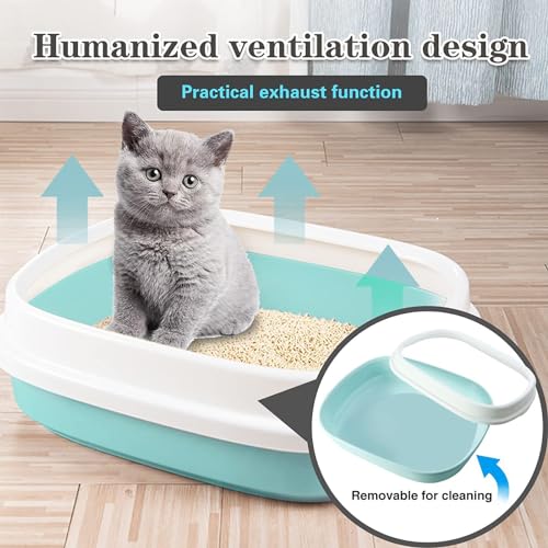 Image of Emily Pets Cat Litter Box with Free Scopper for Cat, Kitter, Bunnies (Blue)