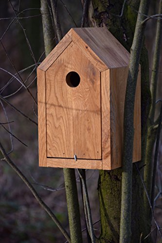 Luxus-Vogelhaus 46760e Designer Nistkasten für Vögel, aus Holz (Eiche, Massivholz), für Garten, Balkon, mit Spitzdach… – Bild 6