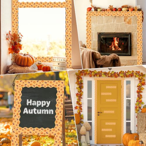 Image of BeYumi Fall Orange Border Trim - 65ft Pumpkin Rolled Border Classroom Decor | Autumn Thanksgiving Pumpkin Bows Football Bulletin Board Border Set School Classroom Chalkboard Home Harvest Party Decoration