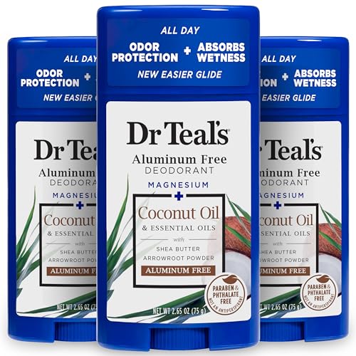Dr Teal's Aluminum Free Deodorant, Coconut Oil with Essential Oils, 2.65 oz...