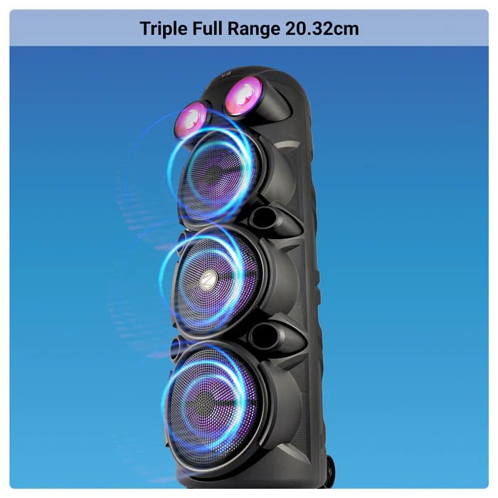ZEBRONICS Zeb Vigor 100 Tower Speaker with Triple Full Range 20.32cm Drivers