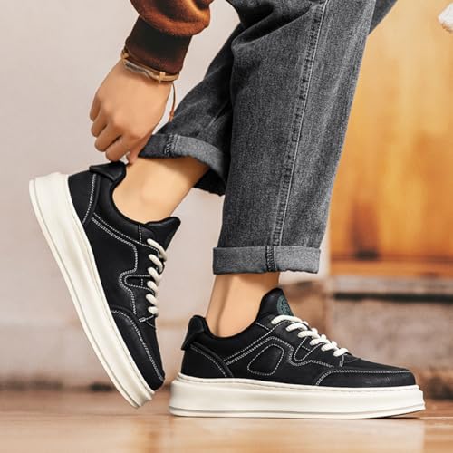 Mens Fashion Lace-Up Platform Sneakers Round Toe Low-Top Non Slip Casual Chunky Shoes for Gym Sports Tennis Jogging Running Walking3