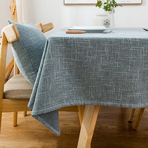 Nappe rectangulaire bleu lin et coton 90x150cm pour table de repas