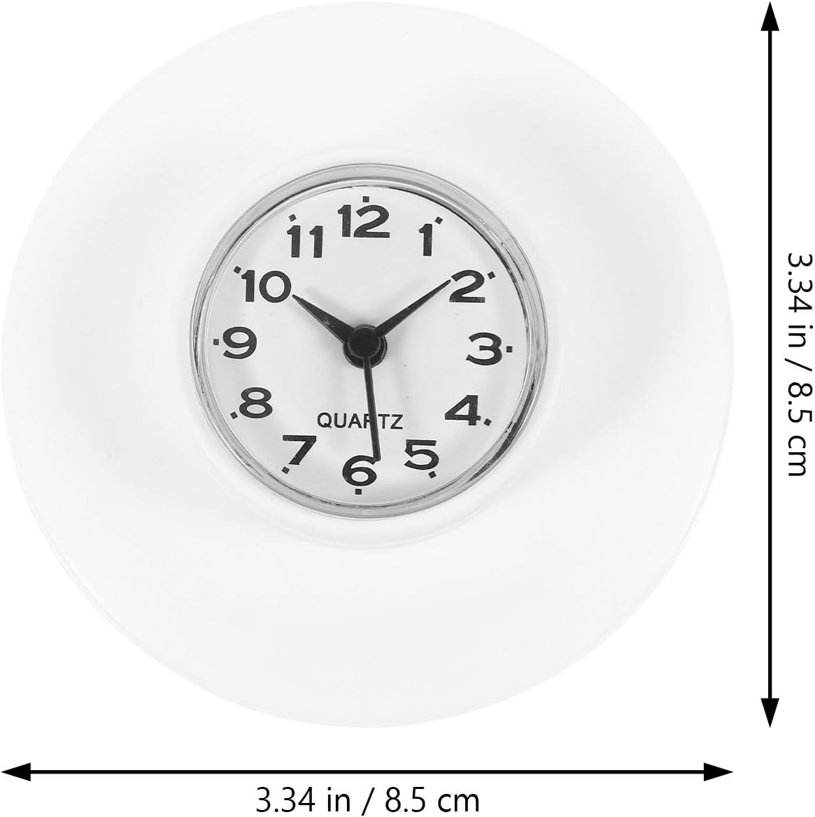 Bathroom Suction Cup Wall Clock Waterproof Silent Non-Battery Glass Mirror Surface Small Decorative Clock for Shower and Bathroom Use