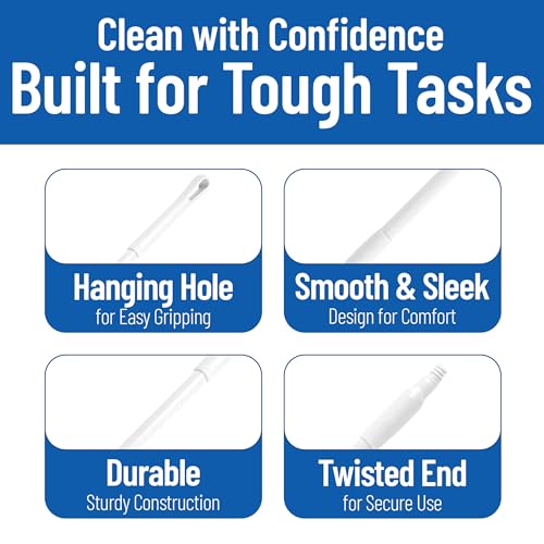 Image of SPARTA 48 inch Fiberglass Replacement Handle with 3 /4 inch Acme Thread Tip, Polyester Veil Reinforced, Hanging Cap, Commercial Cleaning, White (Pack of 12)
