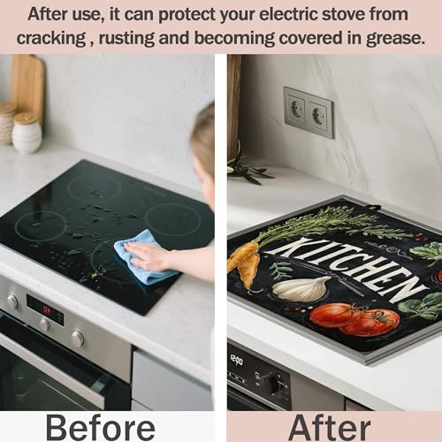 Image of Kitchen Vegetables Stove Cover for Electric and Glass Stove Tops 3-in-1 Stove Mat, Heat Resistant Counter Protector Mat, Non-Slip Surface & Drying Rack, 28.5 inchLx20.5 inchW