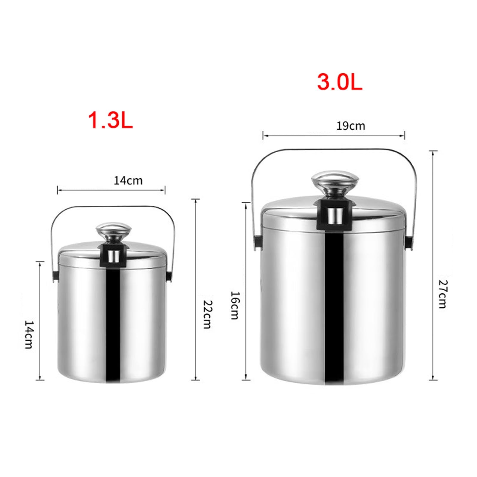 cubos de hielo Cubitera con tapa, pinzas y colador de doble pared(3.0L)