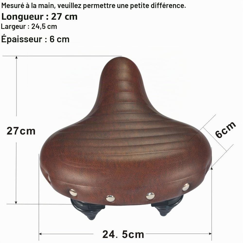 UPANBIKE Selle de vélo Super Doux Confortable Cuir Absorption des Chocs Large Coussin de siège de vélo de Suspension