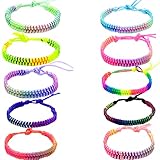 🌈 DIMENSIONE REGOLABILE: La lunghezza del braccialetto intrecciato è di circa 22 cm. Ogni braccialetto dell'amicizia regolabile presenta una chiusura a nodo scorsoio che regola facilmente la vestibilità per adattarsi a polsi di diverse dimensioni.