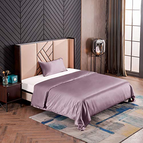 THXSILK Seidenbettwäsche Set 2 teilig, Bettbezug 135 x 200 cm und 40 x 80 cm Kissenbezug, Hypoallergen 19 Momme Maulbeerseide Bettwäsche, Ultra Weich und Glatt, Lila