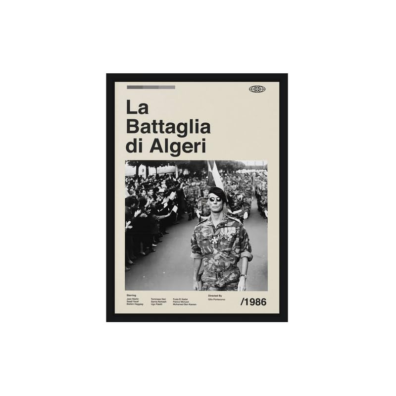 Image of BLINKART La Battaglia Di Movie Poster Frame 8x12 Inch | Premium 300 GSM Paper Wall Print | Mid Century Vintage Film Artwork for Home, Bedroom, Living Room, Office | Framed Photo Decor