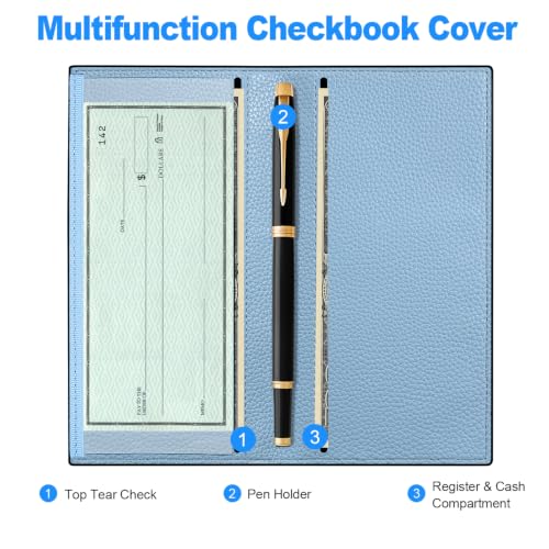 Image of CASMONAL Checkbook Cover for Women & Men, PU Leather Wallet RFID Blocking