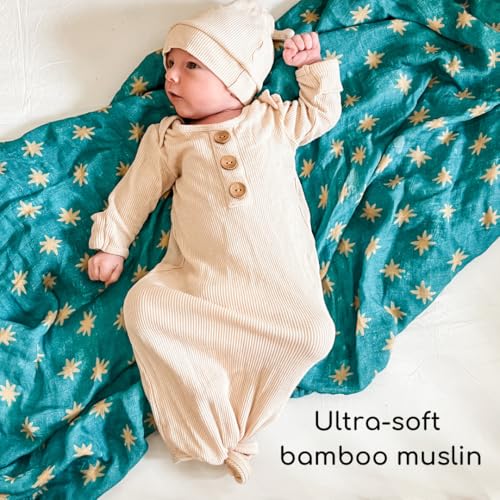 Image of Our Lady of Guadalupe Catholic Baby Swaddle | Mary's Mantle Soft & Luxury Baby Muslin Cotton Swaddle Blanket | Newborn Essentials for Girls and Boys | 47 inch X 47 inch Our Lady of Guadalupe Stars Swaddle