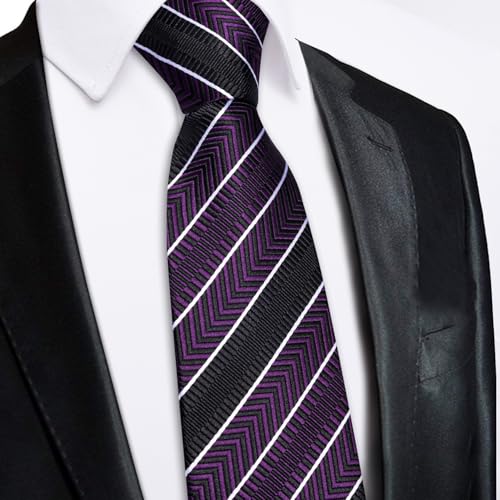 Image of Hi-Tie Zipper Ties for Men Pre-tied Tie Set Lapel Pin Pocket Square and Cufflinks Formal Business Wedding Adjustable Necktie